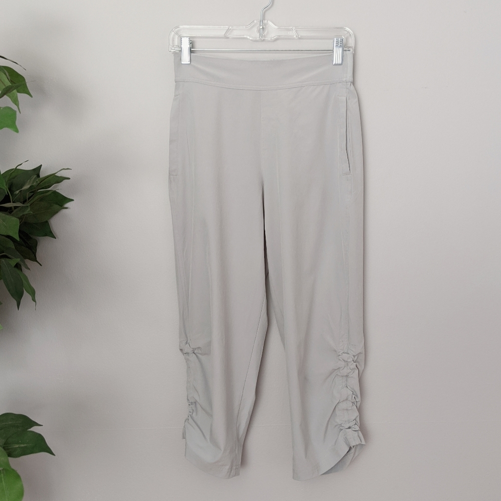 CALIA by Carrie Underwood Light Gray Track Pants with Ruched Ankles
